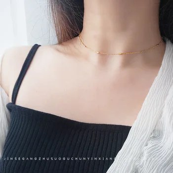 

Silvology Columnar Bead Choker Necklace 925 Sterling Silver 18K Gold Elegant Necklace for Women New Silver Birthday Jewelry Gift