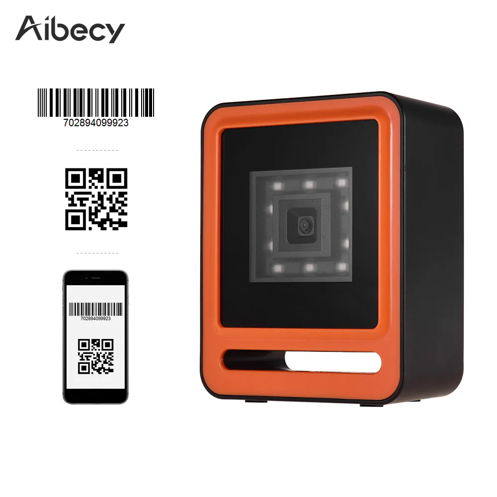 Aibecy Hands-free USB проводной 1D 2D QR сканер баркодера Настольный многонаправленный считыватель штрих-кодов для супермаркет, розничная торговля