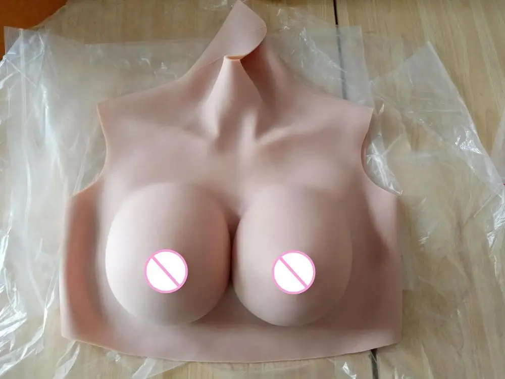 Высокий воротник шеи D чашки короткие поддельные искусственные Boob реалистичные