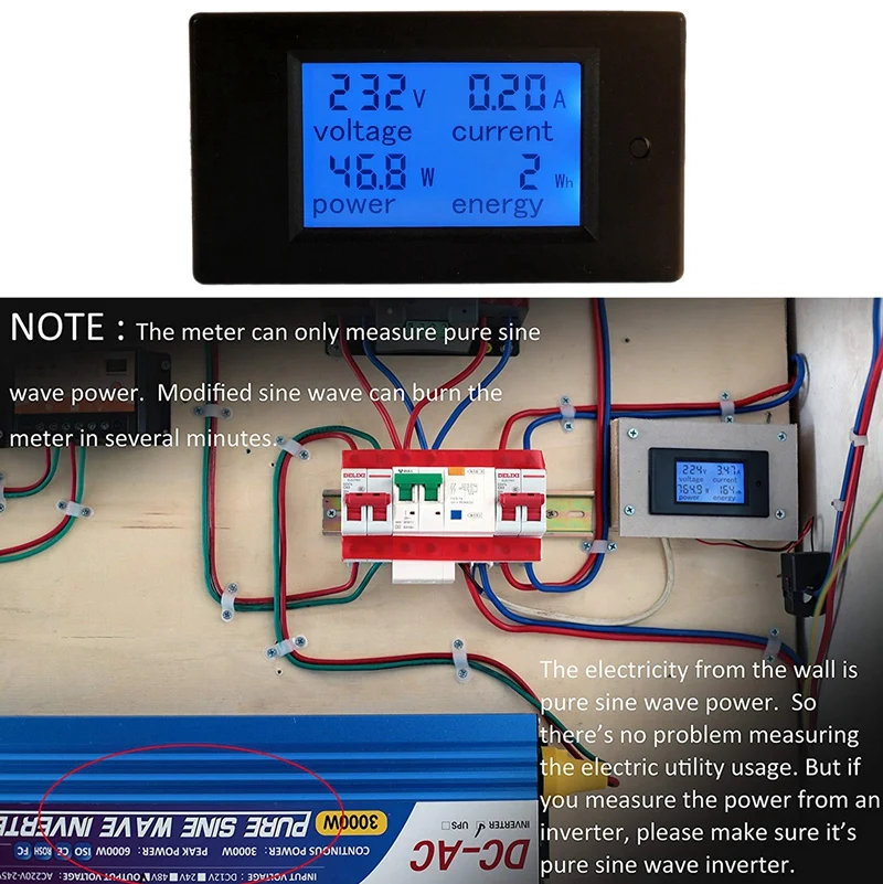 Ac 80~ 260V 100A измеритель мощности точный Вольтметр Амперметр кВтч Ватт счетчик энергии Напряжение Ток измеритель мощности тестер