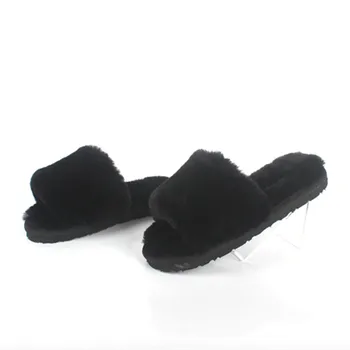 

Free shipping 100% natural sheepskin wool household slippers ladies winter indoor slippers warm furry house slippers brand IVG