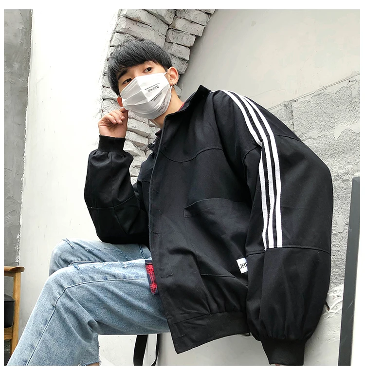 Spring And Summer Japanese Korean Autumn Clothing Hong Kong Style CHIC Years Men's BF Harajuku-Style Students Loose-Fit Embroide