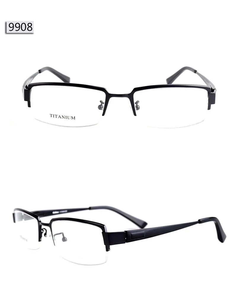 Титановые оптические очки, оправа для мужчин, полуоправа, очки для мужчин, близорукость, рецепт, очки для глаз, оправа для очков, прозрачные линзы, очки - Цвет оправы: 9908 Black