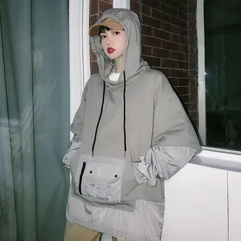 

XUXI Spring Women's 2020 Europe Has Sweatshirts With Ribbons New Sleeves Full Pockets Fresh Casual Sweatshirts Loose FZ0847