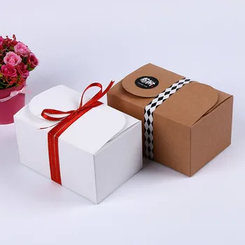 

15x10x8.5cm brown /white color 10pcs new wedding candy 350gsm paper card cute shape for party /brithday gifts small cake use box