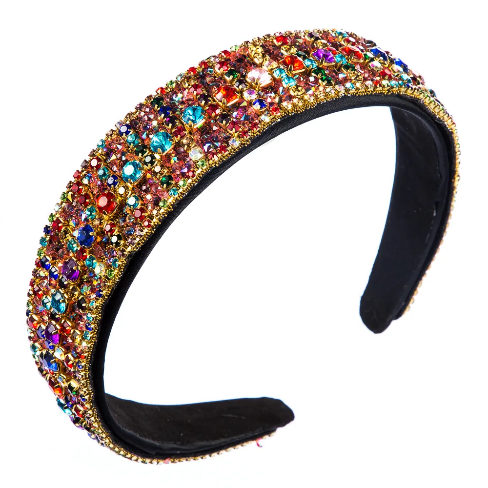 

Luxury Baroque Colorful Crystal Headband for Woman Elegant Full Multi Color Rhinestone Hair Band Bridal Wedding Party Hair Hoop