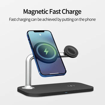 Alternative view of 15W 3 in 1 Magnetic Wireless Charger for iPhone 12 13 Pro Max Chargers for Apple Watch 6SE Airpods Pro 2 3 Charging Dock Station