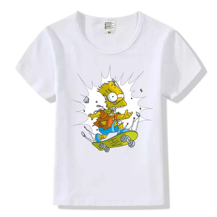 Детская футболка с забавным рисунком Симпсона детская футболка высокого качества летняя футболка для мальчиков и девочек 535 - Цвет: 536