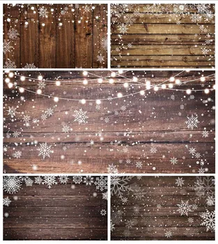 

Mehofond Winter Christmas Backdrop Dark Brown Wood Floor Snowflake Baby Shower Birthday Photography Background Photo Studio Prop