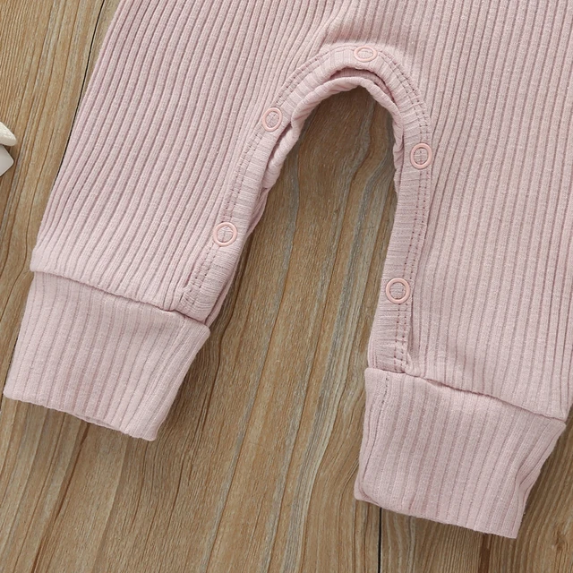 Summer Unisex Newborn Baby Clothes Solid Color Baby Rompers Cotton Knitted Long Sleeve Toddler Jumpsuit Infant Clothing 3-18M 6