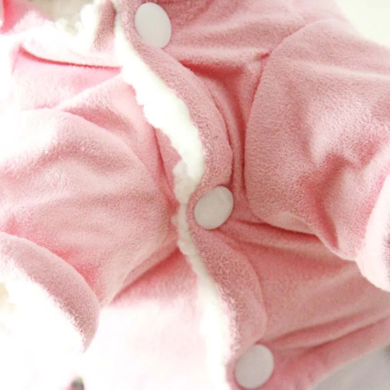Цветочный розовый зимний комбинезон для собак, плотный флисовый теплый комбинезон для собаки, щенка, банта, одежда для маленьких собак, чихуахуа, йоркширского терьера