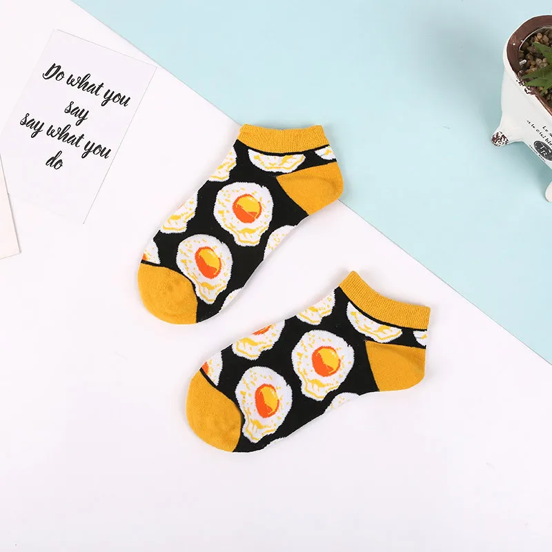 5 Pairs/lot Animal Food Fruit Avocado Zebra Burger Omelette Flamingo Socks Happy Cotton Ankle Funny Men Women Summer Casual Sock