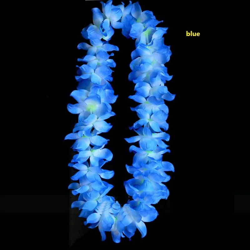 Толстый светодиодный Гавайский Лэй хула светильник цветок ожерелье из гирлянд вечерние костюм партия - Цвет: Синий