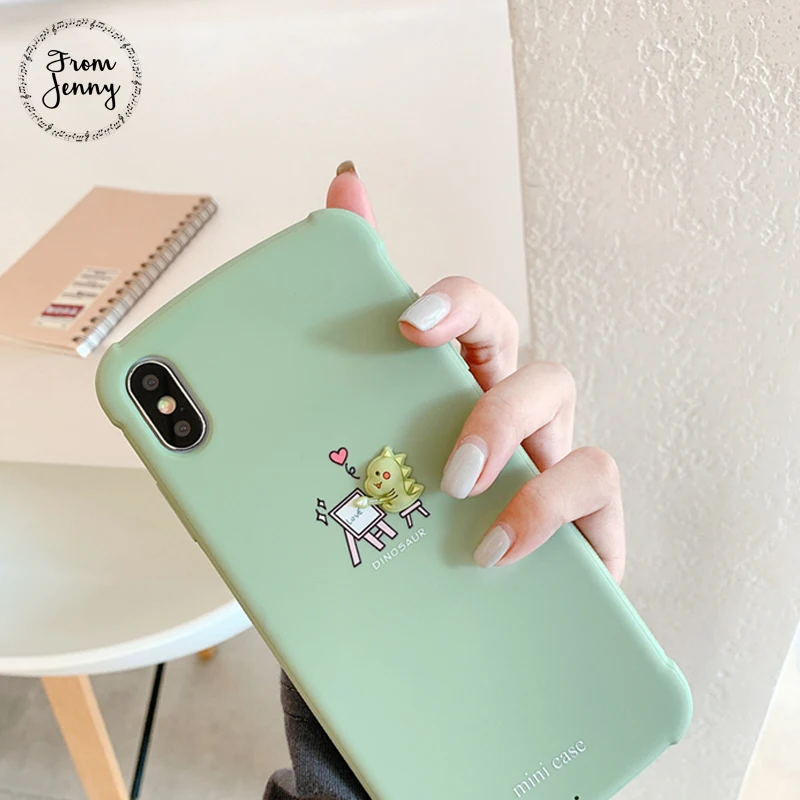 From Jenny рисовальная доска из маленького динозавра для iPhone 11 Pro x xr xs max 6 6s 7 8 плюс сплошной цвет стерео заглушка для телефона TPU Мягкий защитный чехол