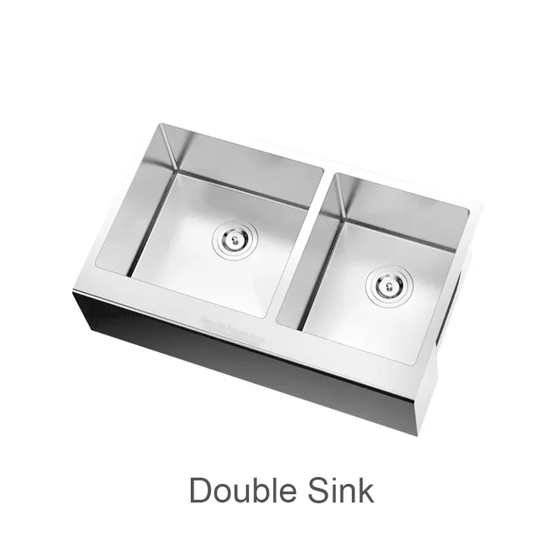 Xiaomi Mijia Youpin Kitchen Multi-function Combination Hand-made Sink 78L Stainless Steel Single Double Sink with Drain Basket - Color: Double Sink