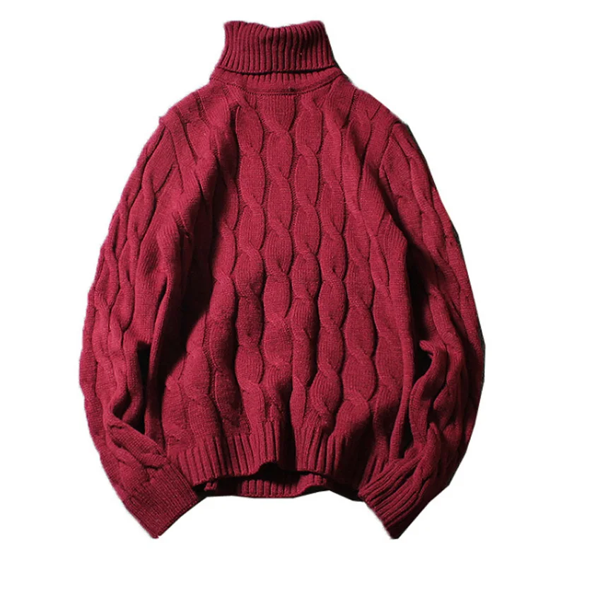 Wine Red 5XL мужской свитер с высоким воротом, толстый вязаный пуловер, зимний свитер, мужской свитер с высоким воротником с высоким воротом размера плюс, мужские пальто, черный, белый, красный, 4XL - Цвет: Wine Red