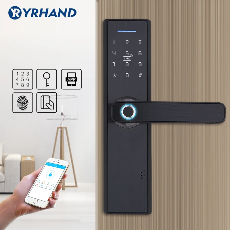 YRHAND App WiFi биометрический дверной замок с отпечатком пальца, электронный дверной замок, Смарт Bluetooth цифровое приложение клавиатура код без ключа дверной замок