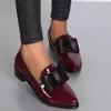 Spring Flats Women Shoes Bowtie Loafers Patent Leather Women's Low Heels Slip On Footwear Female Pointed Toe Thick Heel ► Photo 3/6