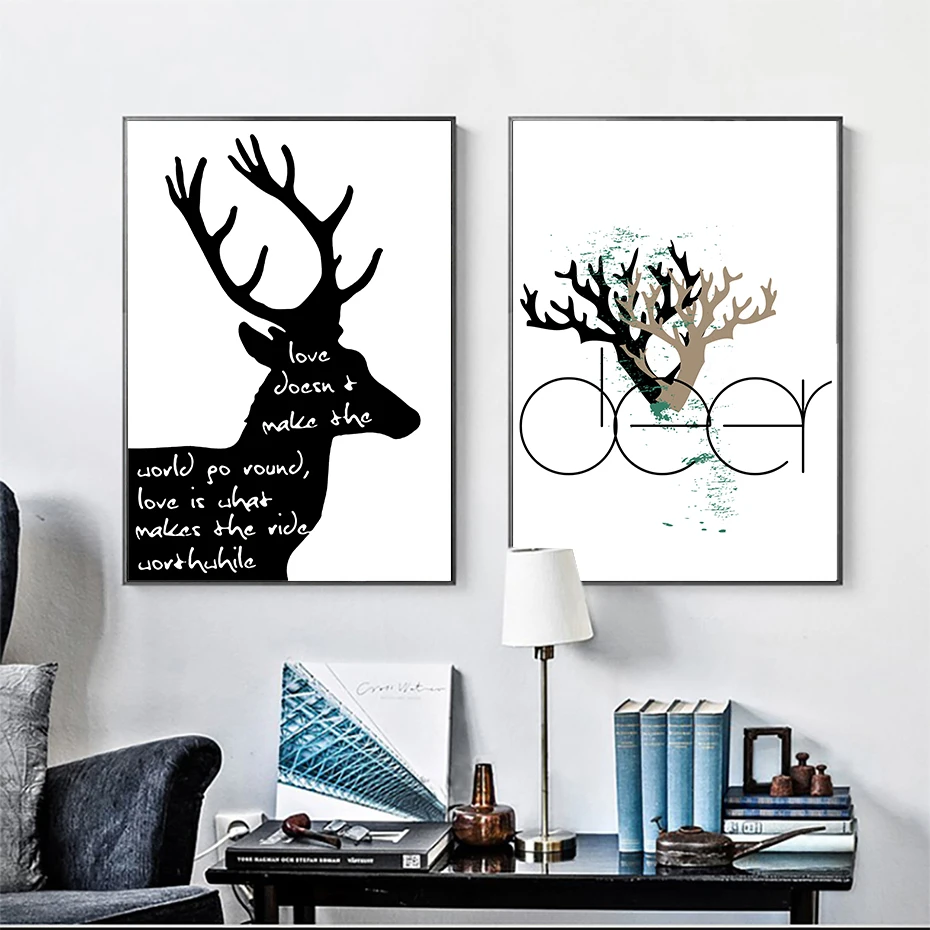 Скандинавские абстрактные картины на холсте скандинавский олень символ любви настенные художественные картины плакат печать галерея для гостиной домашний декор