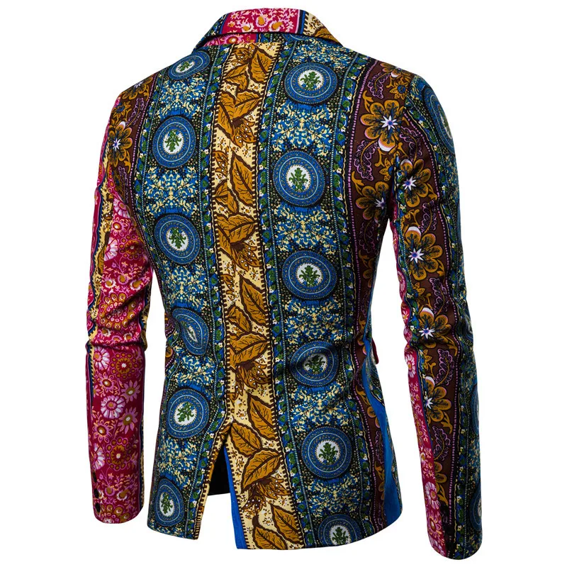 Пиджак стильный Для мужчин s Slim Fit костюм куртка Для мужчин с длинными рукавами и цветочным узором на-принт «человек паук» Для Мужчин's
