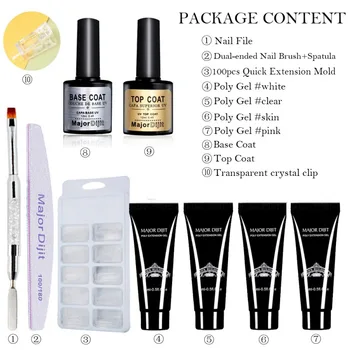

Blind Ship 4 Colors Poly Gel Nail Extension Gel Dressing Tool Extended Gel Base Coat Nail File Top Coat Suit 9 Pcs/set