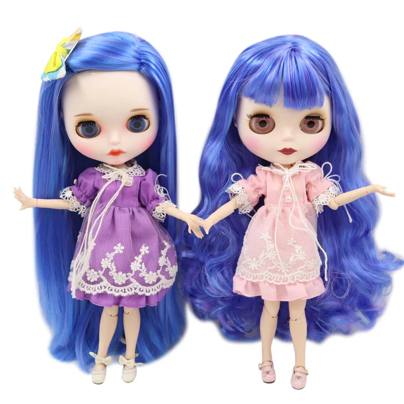 

ICY Fortune Days factory blyth doll New matte face white skin 1/6 joint body Light pink mix Voilet hair DIY sd gift toy