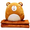 Cartoon Animals Plush Pillow  Keep warm Multifunction 3 in 1 Throw Pillow Hand Warm Pillow Cushion Baby Kids Blanket Stuffed Toy 5
