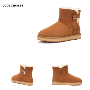 

ZX04 TOPRINCESS 2020 New Style Winter Boot For Women Natural Wool Fur Genuine Women Sheepskin Leather Shoes Snow Platform Boots