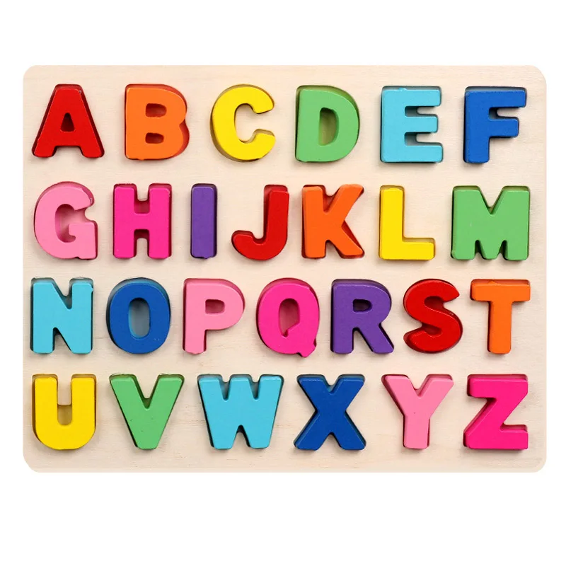 Kids Wooden 3D Alphabet Number Puzzle Baby Colorful Letter Digital Geometric Educational Toy For Toddler Boy Girl Gift 8
