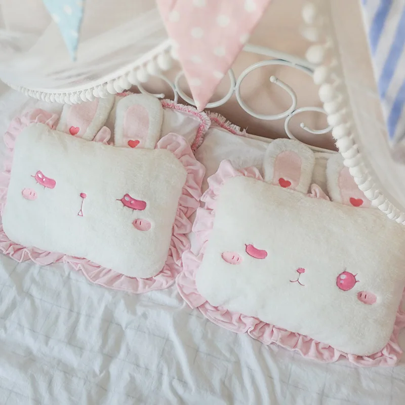 

Girl'S Heart BOBO Bu Rabbit Single Person Pillow Lace Pillow Back Cushion Student Dormitory Pillow Set with Pillow Interior