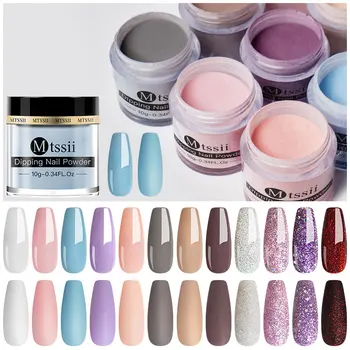 

Mtssii 10g Holographic Matte Dip Powder Pigment Nail Glitter Dipping Dust UV Gel Powder Natural Dry French Nail Art Decoration