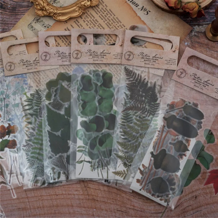 20 pcs pack Green Plant flower Series Bullet Journal Decorative font b PET b font Stickers