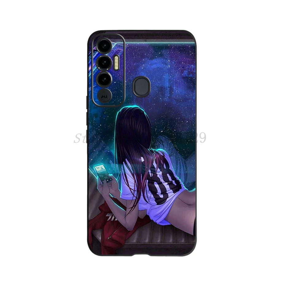 Floral Soft Silicone Black TPU Phone Case