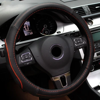 

Car Genuine Leather steering wheel cover 38cm for volkswagen passat golf mazda m3 m6 etc.