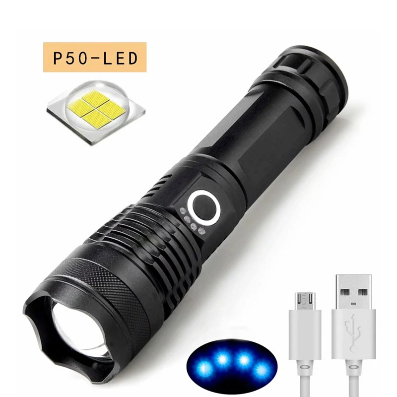 

Hot sale! xhp-50 bead torch 2000lumens light 18650 26650 AAAx3 battery 5 switch modes zoomable rechargeable flashlight P63-usb