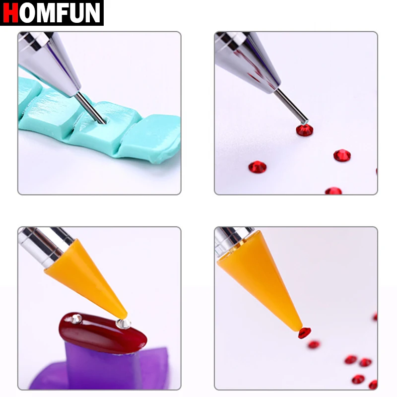 HOMFUN — Stylo pour peinture diamant, stylet pour perles à double embout, accessoires et outils pour broderie, images en strass, à faire soi-même, cadeau