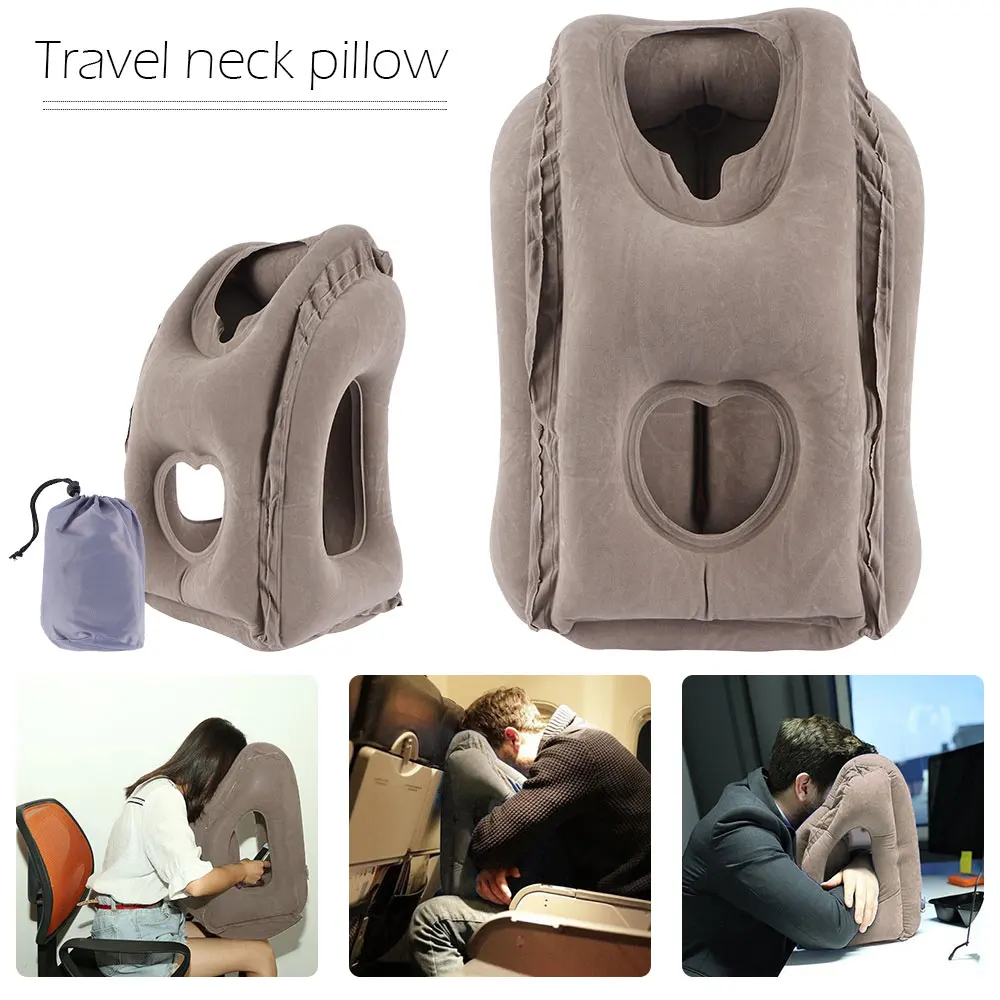 

Upgraded Inflatable Air Cushion Travel Pillow Headrest Chin Support Cushions for Airplane Plane Car Office Rest Neck Nap Pillows