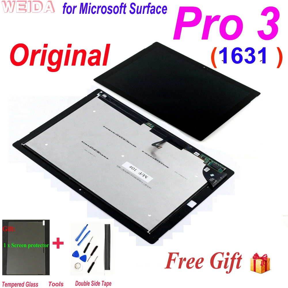 

Оригинальный дисплей для Microsoft Surface Pro 3 Pro3 1631 v1.1 v1.0 LTL120QL01 003, ЖК-дисплей, кодирующий преобразователь сенсорного экрана в сборе