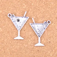 Colgantes antiguos de 30x23mm para bebidas frías en la playa de 10 Uds., joyería de plata tibetana Vintage, collar de pulsera DIY