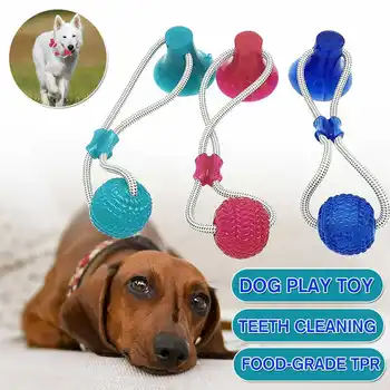 

Multifunction Pet Molar Bite Dog Toys Rubber Chew Ball Cleaning Teethes Safe Elasticity Soft Puppy Suction Cup Dog Biting Toy