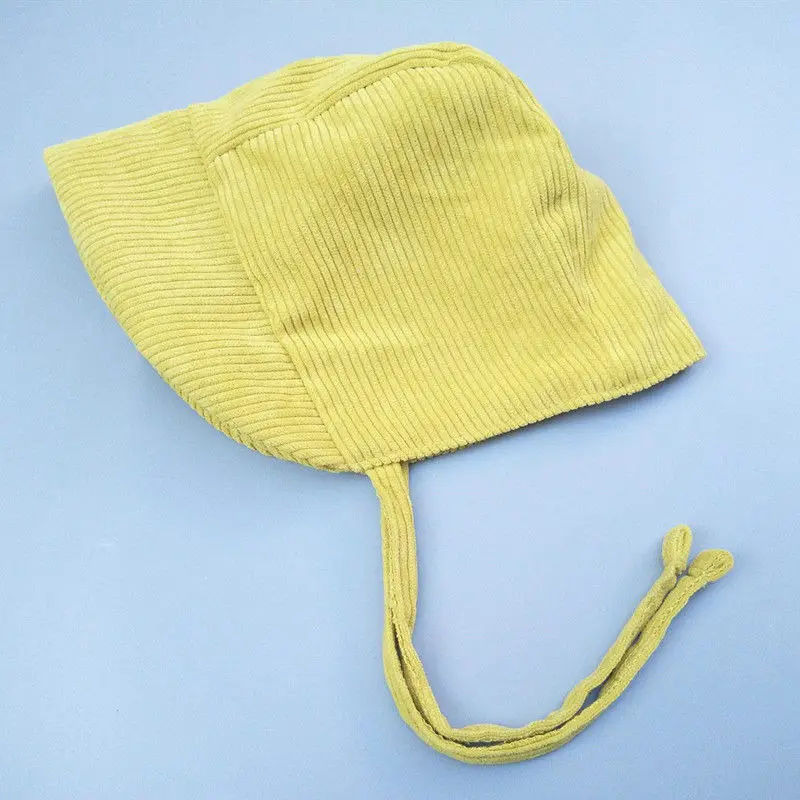 Yellow Детская шапочка для новорожденных на весну-осень, детская шапочка, винтажные вельветовые шляпы детские для девочки, шапочка, 1-12 м, реквизит для фотографии H213D - Цвет: Yellow
