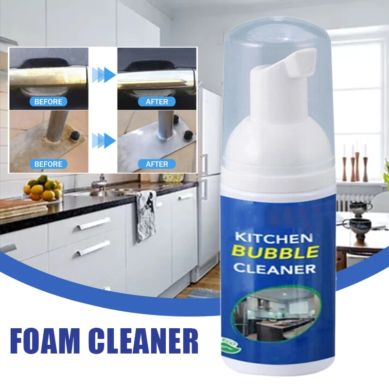 Kitchen Bubble Cleaner 30ml All-Purpose Cleaning Bubble Spray Home Kitchen Bathroom Oil Rust Removal Liquid Foam Grease Cleaner