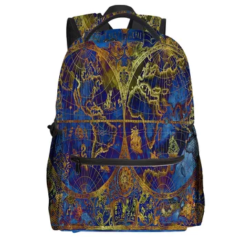 

Blue Map Navigation Map Retro Backpack College Students Wear Resistance Laptop Backpack Book Bag Casual Sports Bags School Bag