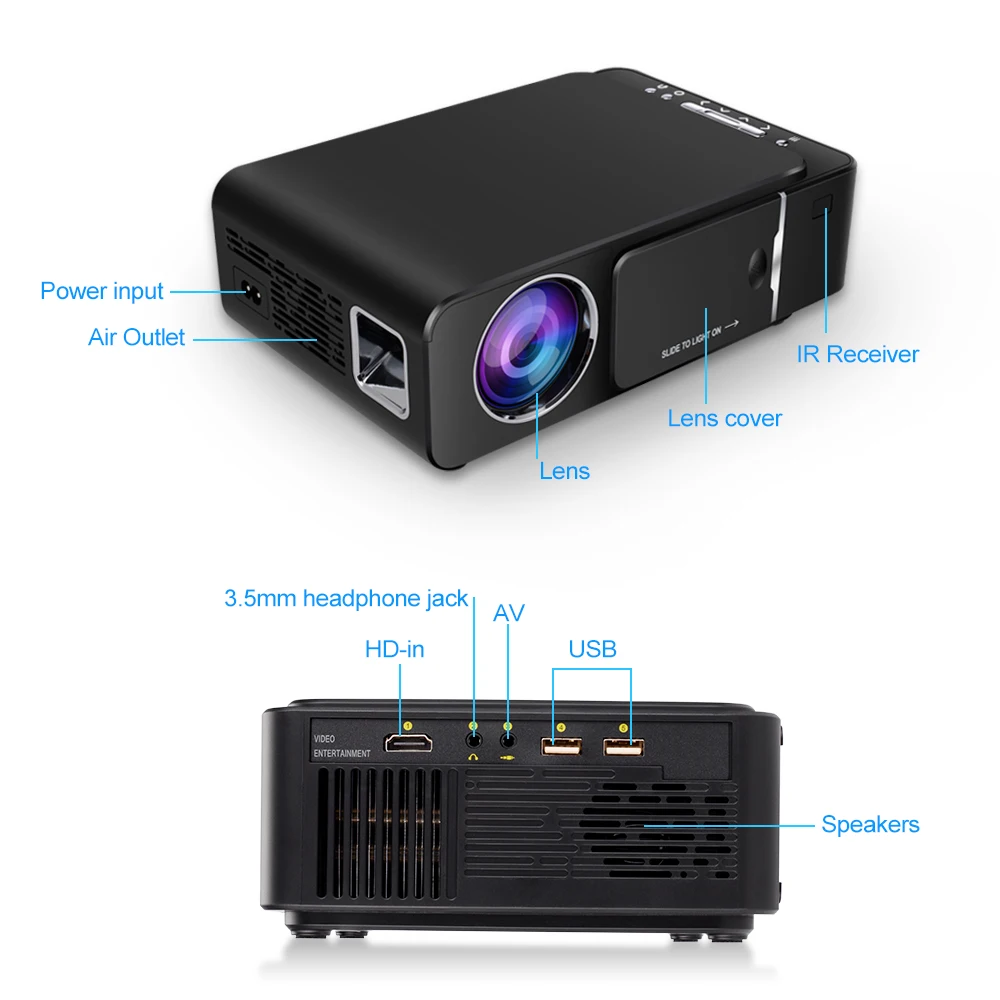 VIVICINE 1280x720p projecteur Portable HD, Option Android 9.0 HDMI USB 1080p Home cinéma Proyector WIFI Mini projecteur Led 6 VIVICINE 1280x720p projecteur Portable HD, Option Android 9.0 HDMI USB 1080p Home cinéma Proyector WIFI Mini projecteur Led 6