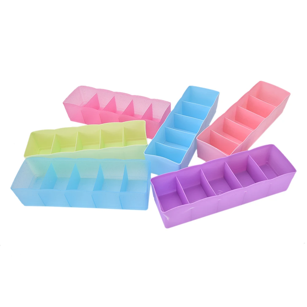 

1 pcs 5 Grid Multipurpose Divider Storage Box Underwear Jewelry Socks Ties Storage Box Cosmetic Desktop household Storage Boxes