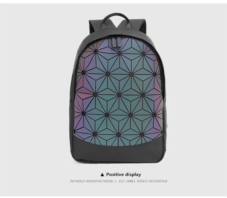 JOOZ мужской лазерный рюкзак с отражающими вставками геометрический рюкзак для ноутбука мальчик рюкзак Сумка подростковая mochila Большая