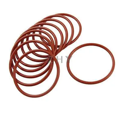 

10 Pcs Brick Red Flexible Silicone O Ring Seal 49mm x 55mm x 3mm