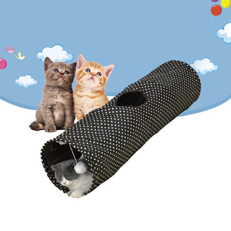 Длинные Pet туннель для кошек из плотной ткани тоннель с висит в помещении на открытом воздухе Китти игрушки для головоломки упражнения скрывает тренировок складной