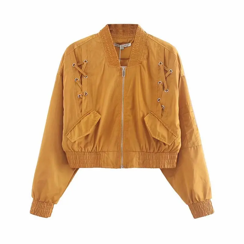 

Europe And America 2019 Autumn New Style Multi-color Eyelet Short Coat Stand Collar Versatile Jacket K4-0416
