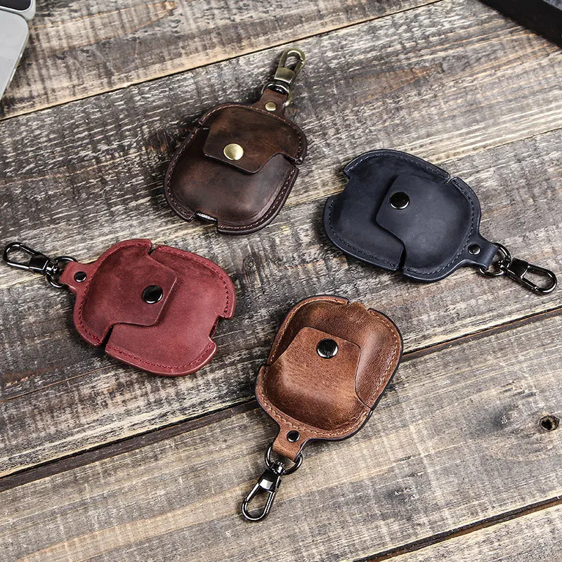 Чехол Airpod из натуральной кожи в винтажном стиле Crazy Horse Small Airpods 2 крышки беспроводные Bluetooth наушники защитная сумка коробка с крючком